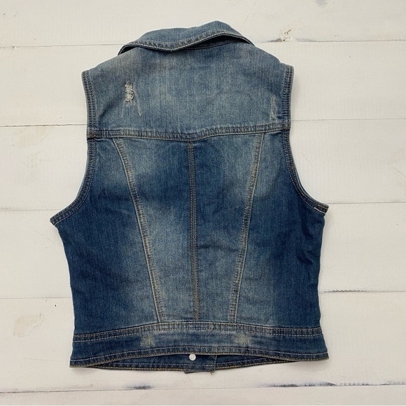 YMI denim collared vest button front pockets juniors small - Picture 2 of 10